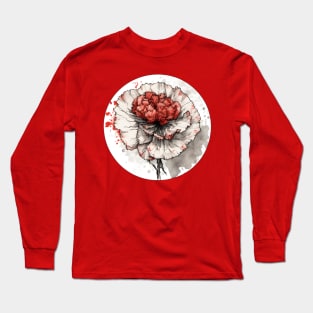 White and red carnation flowers watercolor art Long Sleeve T-Shirt